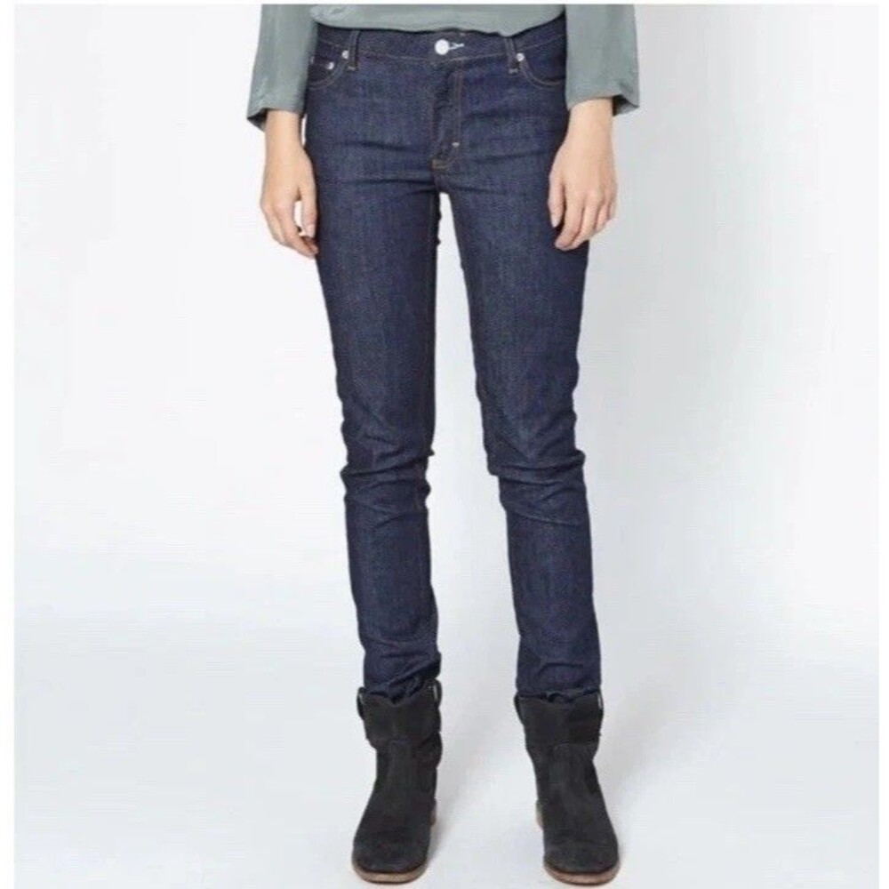 Acne Studios Flex S Raw Denim Slim Fit Mid Rise Jeans Size W27 / L32 Dark Indigo